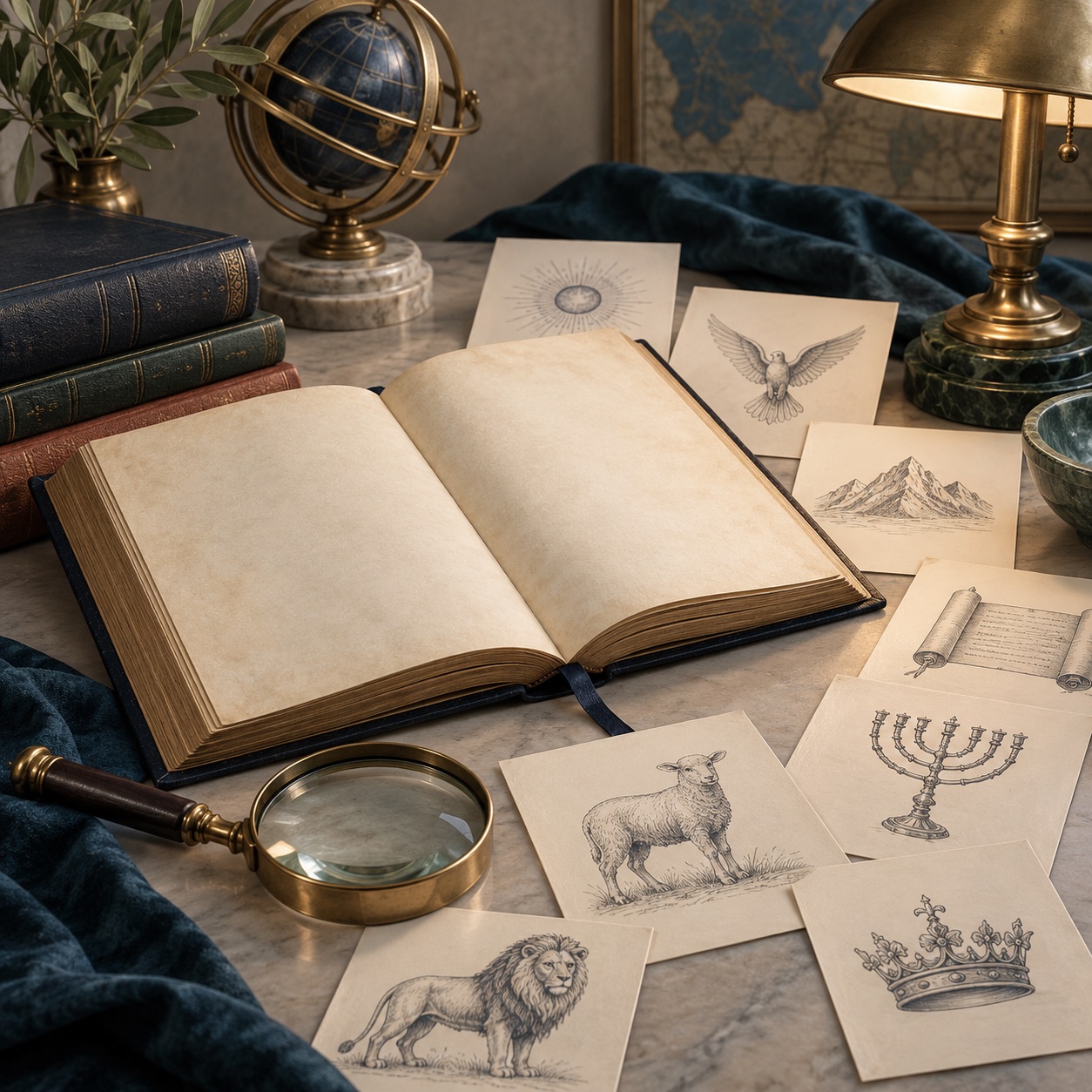 Scholarly materials and abstract symbolic forms for a Revelation study